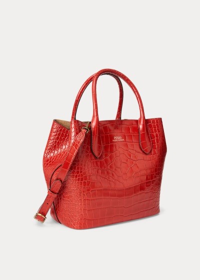 Bolsos De Mano Polo Ralph Lauren Mujer Rojos - Embossed Medium Bellport - PULYN1970